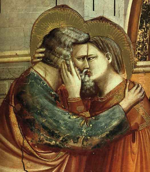 No. 6 Scenes from the Life of Joachim- 6. Meeting at the Golden Gate (detail 2) 1304 Oil Painting by Giotto Di Bondone