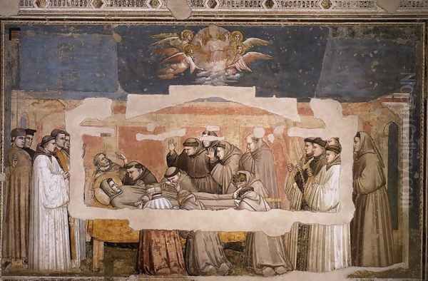 Scenes from the Life of Saint Francis- 4. Death and Ascension of St Francis c. 1325 Oil Painting by Giotto Di Bondone