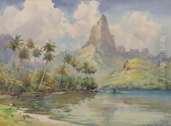 Views Of The Island Of Tahiti Oil Painting by William Alister Macdonald