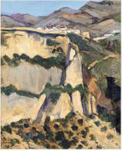 A Hillside Village In The Ronda Oil Painting by William Alister Macdonald