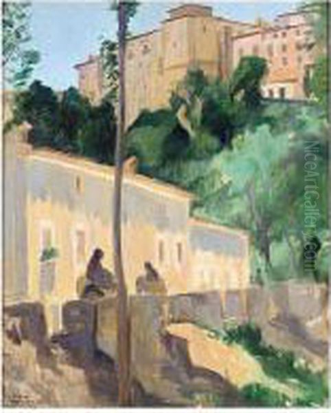 Street Scene In The Ronda Oil Painting by William Alister Macdonald