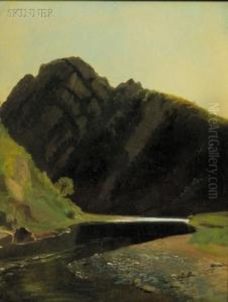 Edge Of The Lake / A Landscape Study Oil Painting by James McDougal Hart