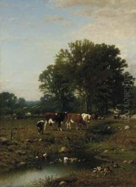 Spring On The Farm Oil Painting by James McDougal Hart