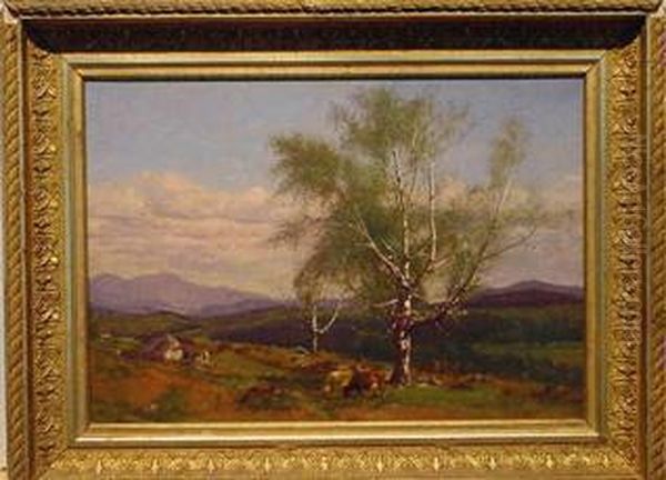 Cows Grazing In A Valley Oil Painting by James McDougal Hart