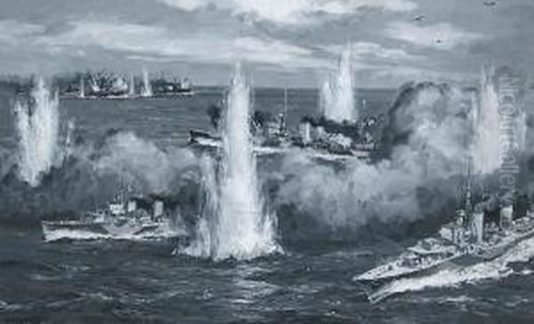 The Central Incident In The Greatmediterranean Battle Oil Painting by William Macdowell