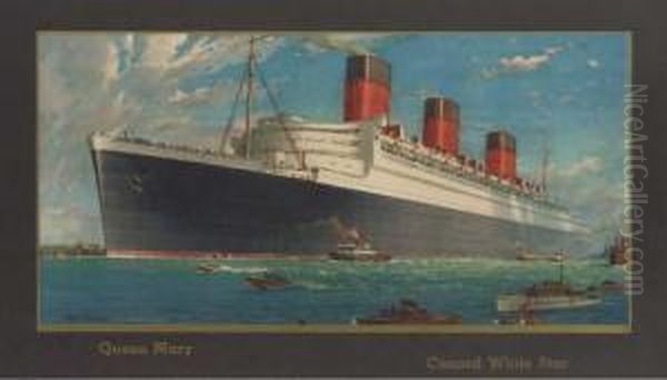 Queen Mary Cunard White Star Line Oil Painting by William Macdowell