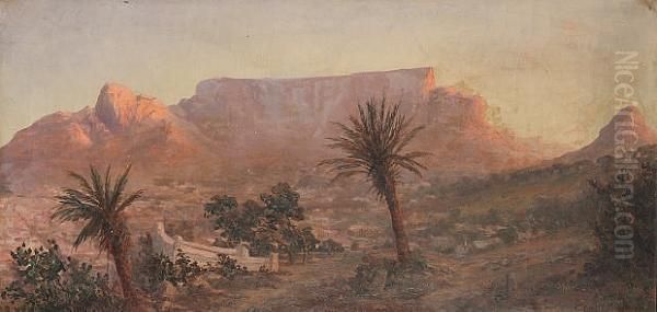 Evening Glow - Table Mountain, South Africa Oil Painting by Edward C. Churchill Mace