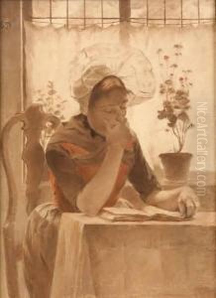 Girl Reading Near A Window Oil Painting by Walter MacEwen