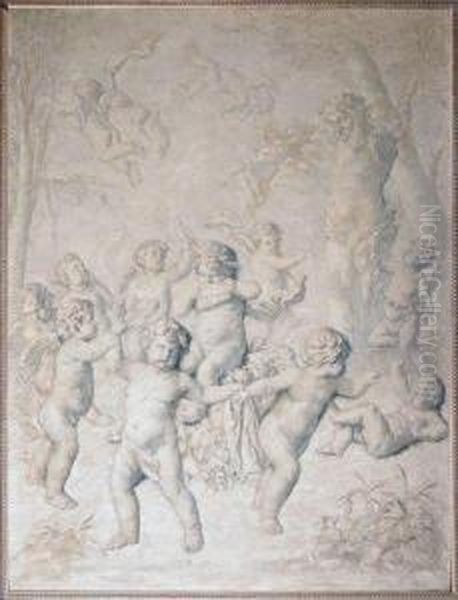 Putti Adorning A Herm Oil Painting by Walter MacEwen