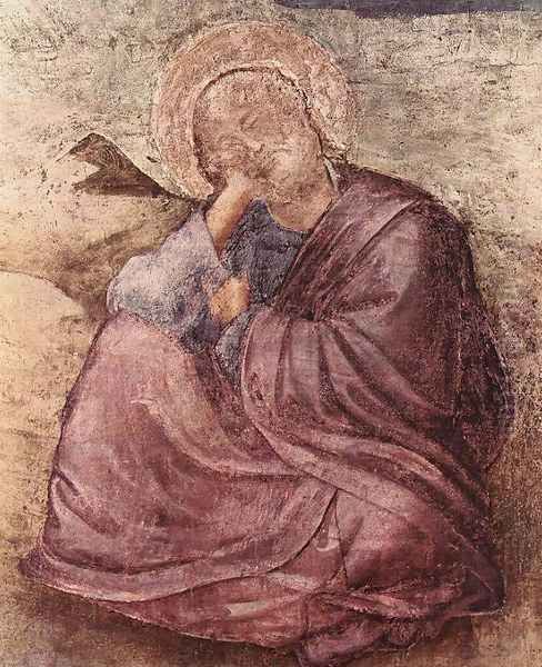 Scenes from the Life of St John the Evangelist- 1. St John on Patmos (detail) 1320 Oil Painting by Giotto Di Bondone