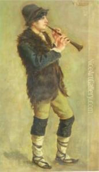 The Piper Oil Painting by William Stewart MacGeorge