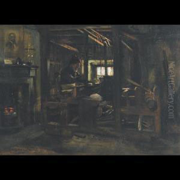 The Old Weaver Oil Painting by William Stewart MacGeorge