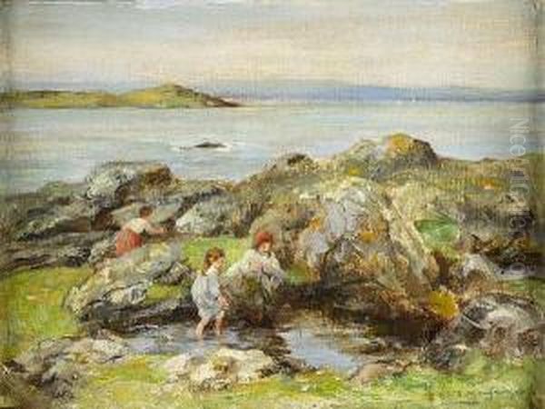 The Carrick Shore And Ardwall Island,galloway Oil Painting by William Stewart MacGeorge