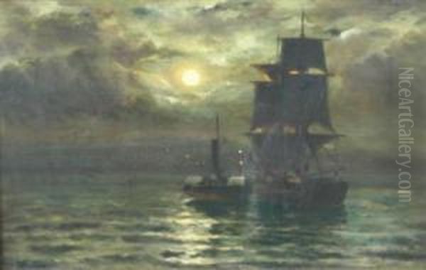 Moonlit Shipping by William Stewart MacGeorge