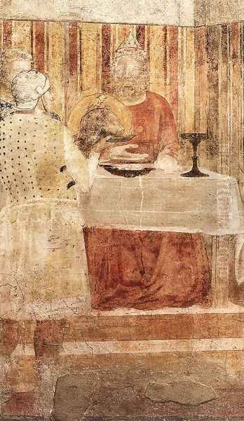 Scenes from the Life of St John the Baptist- 3. Feast of Herod (detail 2) 1320 Oil Painting by Giotto Di Bondone