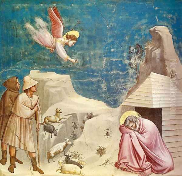 Joachim's Dream (Sogno di Gioacchino) Oil Painting by Giotto Di Bondone