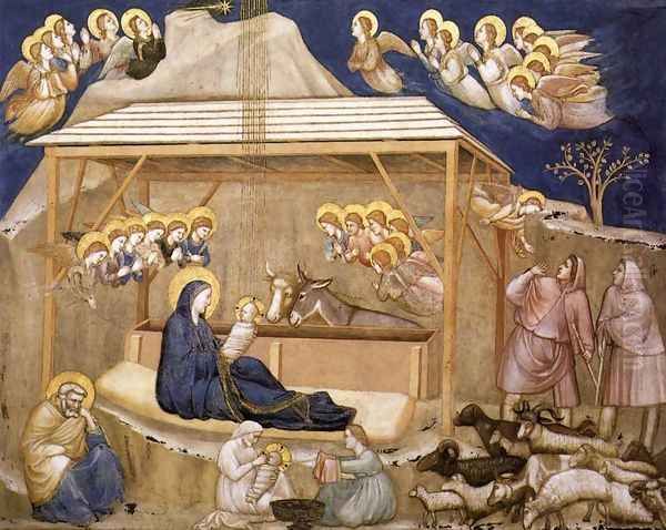 Nativity 1310s Oil Painting by Giotto Di Bondone