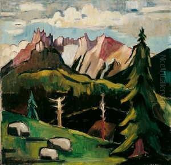 Gebirgslandschaft Oil Painting by Helmut Macke