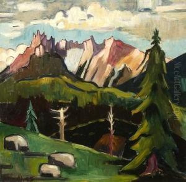 Gebirgslandschaft. Oil Painting by Helmut Macke