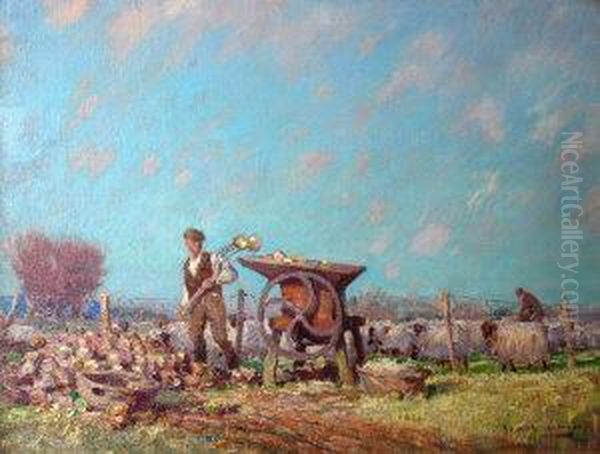 Preparing The Feed Oil Painting by James Hamilton Mackenzie