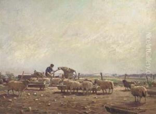 Winter Feeding Oil Painting by James Hamilton Mackenzie