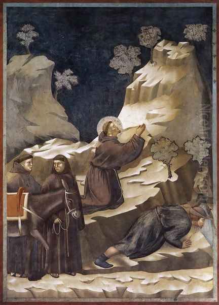 Legend of St Francis- 14. Miracle of the Spring 1297-1300 Oil Painting by Giotto Di Bondone