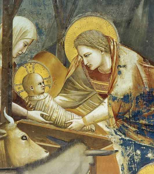 No. 17 Scenes from the Life of Christ- 1. Nativity- Birth of Jesus (detail) 1304-06 Oil Painting by Giotto Di Bondone