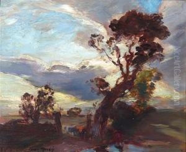 Evening Landscape Oil Painting by Charles Hodge Mackie