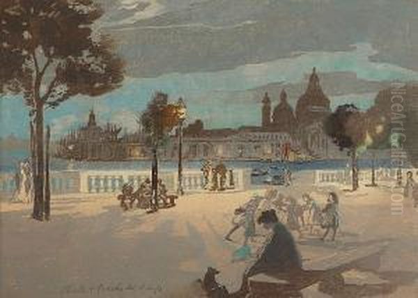 Children Playing, Venice Oil Painting by Charles Hodge Mackie