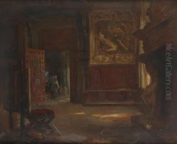 Studying Tintoretto In The Ducal Palace Oil Painting by Charles Hodge Mackie