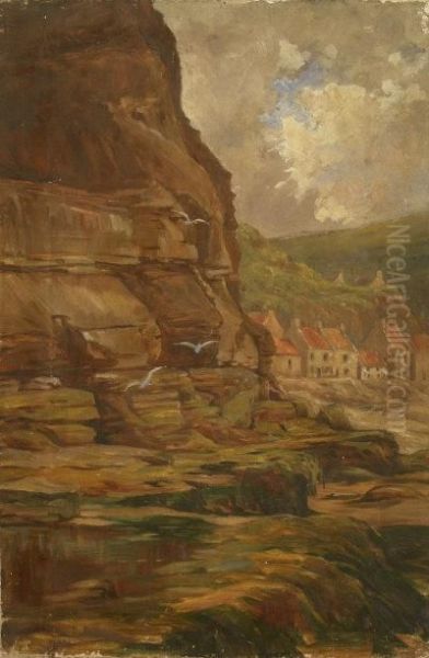 Staithes From Penny Nab Oil Painting by Charles Hodge Mackie