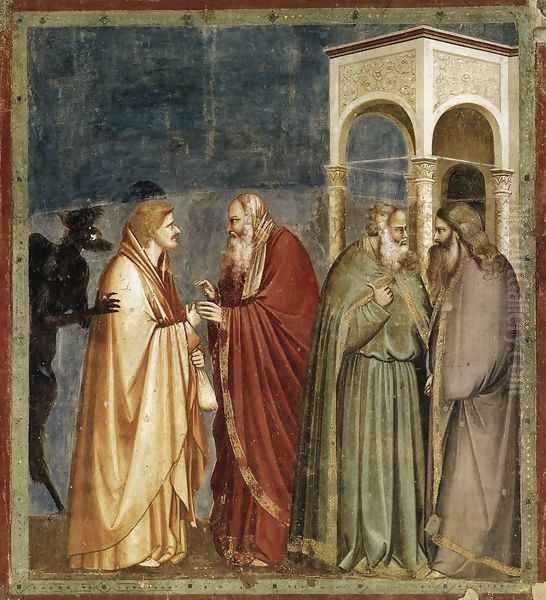 No. 28 Scenes from the Life of Christ- 12. Judas' Betrayal 1304-06 Oil Painting by Giotto Di Bondone