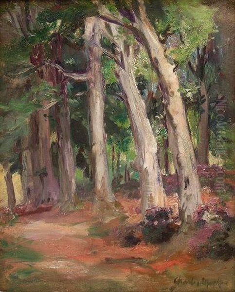 Wooded Landscape With Rhodedendron Oil Painting by Charles Hodge Mackie