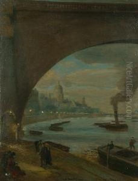 The Thames At Night Oil Painting by Charles Hodge Mackie