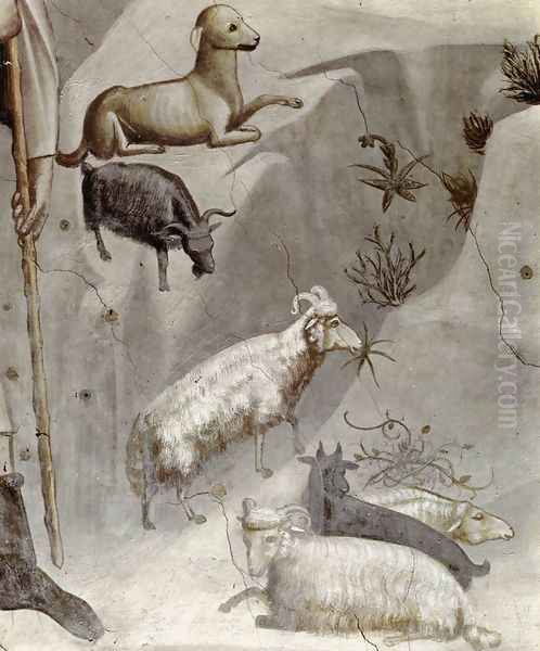 No. 5 Scenes from the Life of Joachim- 5. Joachim's Dream (detail) 1304-06 Oil Painting by Giotto Di Bondone