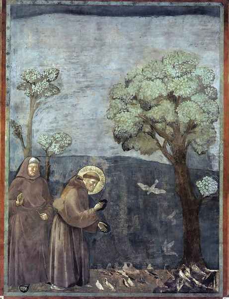 Legend of St Francis- 15. Sermon to the Birds 1297-99 Oil Painting by Giotto Di Bondone