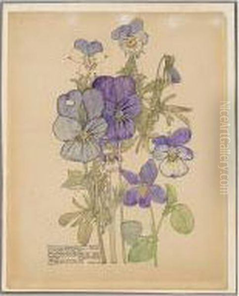 Wild Pansy And Wood Violet Oil Painting by Charles Rennie Mackintosh