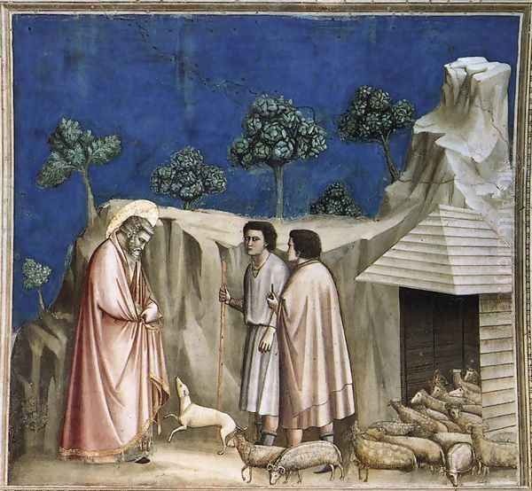 No. 2 Scenes from the Life of Joachim- 2. Joachim among the Shepherds 1304-06 Oil Painting by Giotto Di Bondone