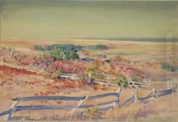 Landscape With A Fence Oil Painting by Dodge Macknight