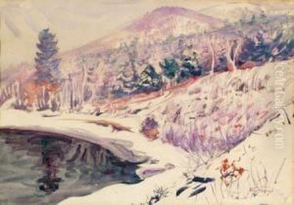 Winter Mountain Oil Painting by Dodge Macknight