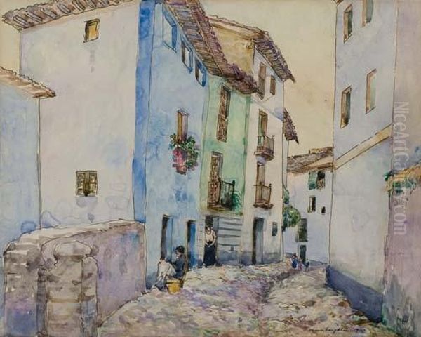 A Street In Granada, Spain Oil Painting by Donald Shaw Maclaughlan