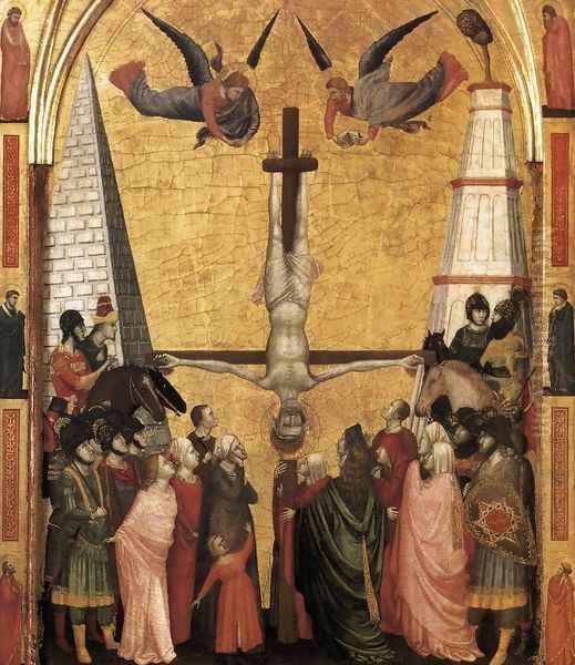 The Stefaneschi Triptych- Martyrdom of Peter c. 1330 Oil Painting by Giotto Di Bondone