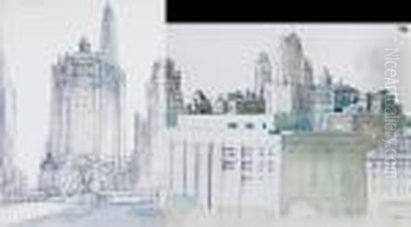 A Group Of Six City Views (includes Michigan Avenue, Chicago) Oil Painting by Donald Shaw Maclaughlan