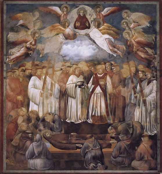 Legend of St Francis- 20. Death and Ascension of St Francis 1300 Oil Painting by Giotto Di Bondone