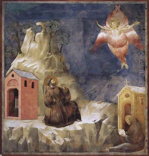 Legend of St Francis- 19. Stigmatization of St Francis 1297-1300 Oil Painting by Giotto Di Bondone