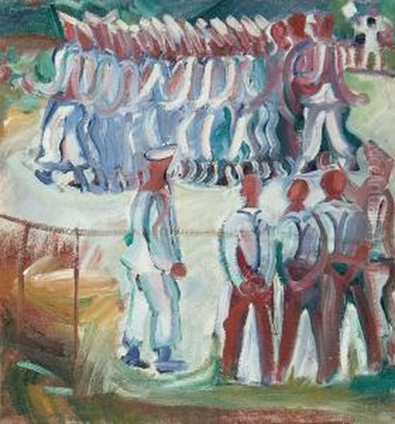 Sailors At Drill Oil Painting by Pegi Nicol Macleod