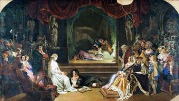 Play Scene From Hamlet Oil Painting by Daniel Maclise