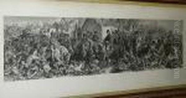 Wellington And Blucher, Meeting 
After The Battle Of Waterloo, Mixed Method Engraving By Lumb Stocks, On 
Wove, With Margins, Published By Art Union Of London 1875 Oil Painting by Daniel Maclise