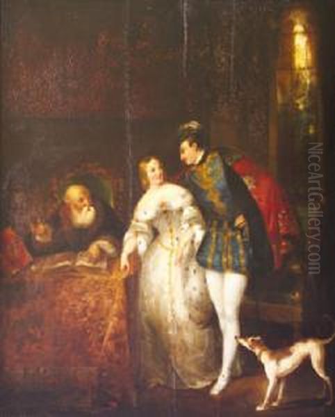 A Clandestine Marriage Oil Painting by Daniel Maclise