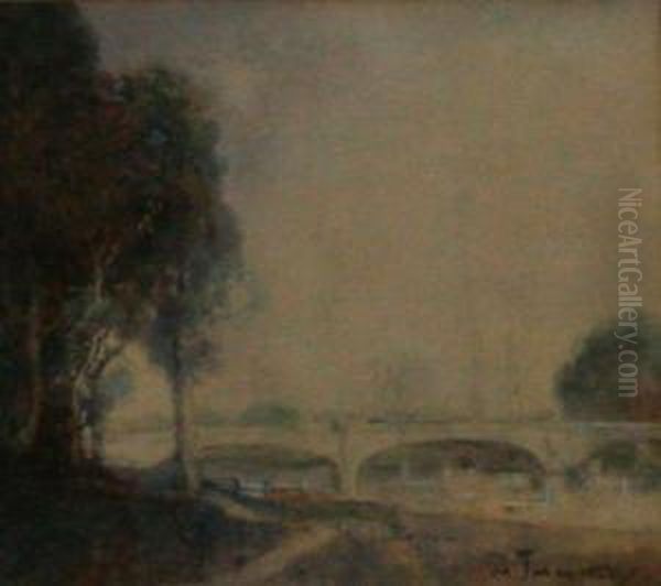 Bridge Onthe Yarra Oil Painting by Matthew James Macnally